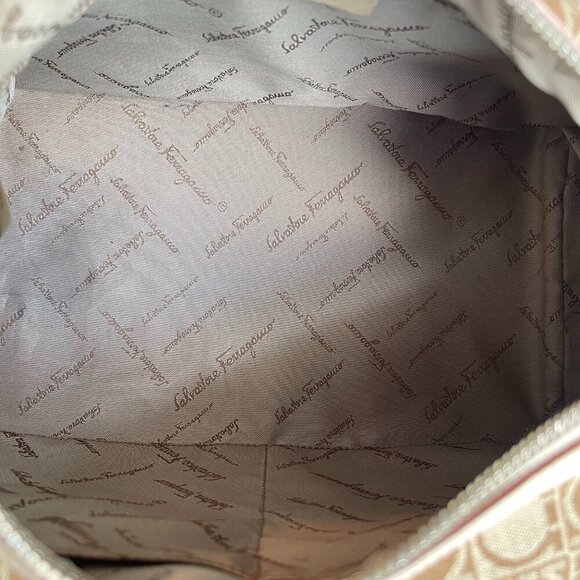 Salvatore Ferragamo Boston Bag Brown & Ivory Gancini All-Over Pattern - Preowned - Picture 14 of 16